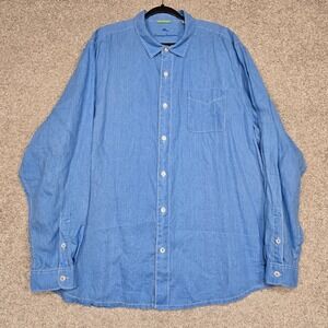 Tommy Bahama linen Shirt Mens 2XLT Tall Blue Relax Long Sleeve